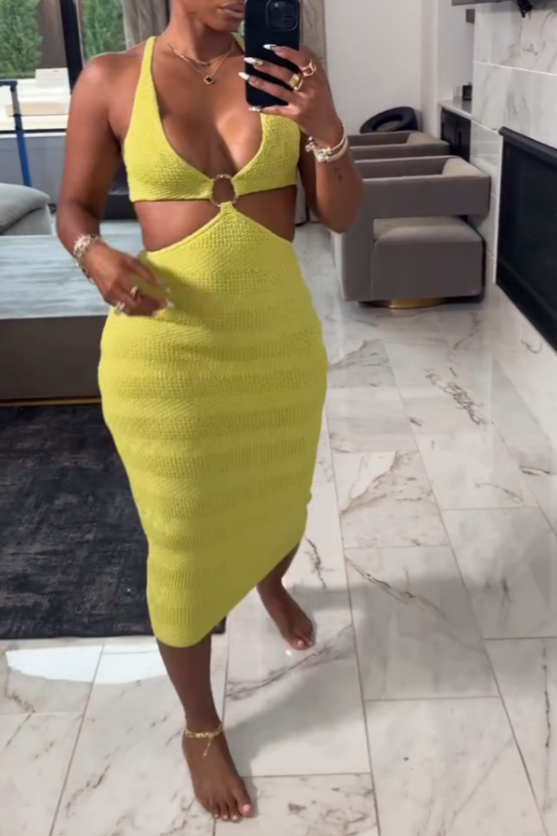 Yellow Cut-Out Bodycon Dress