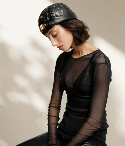 Black Leather Cap