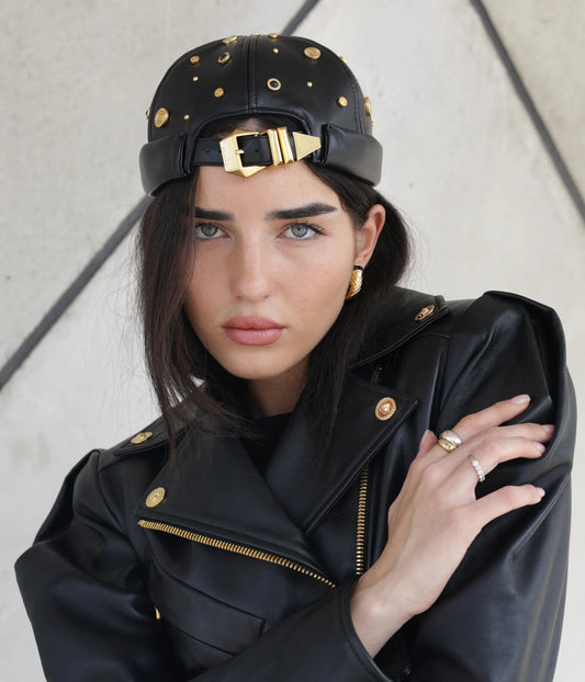 Black Leather Cap
