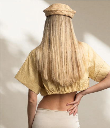 Natural Raffia Officer's Hat