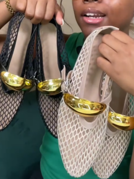 Open-toe Chunky Gold Metallic Accents Sandals