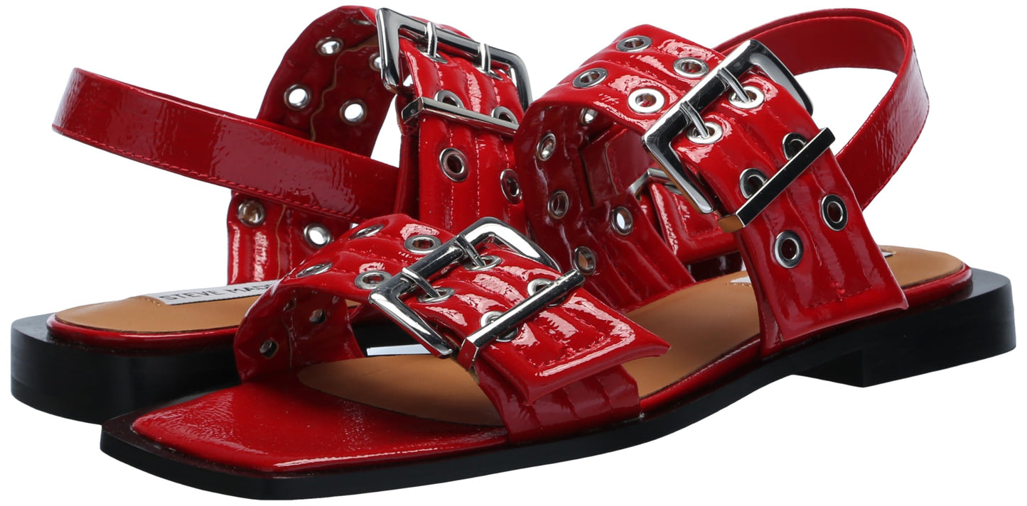 Red Multiple Silver Eyelet Sandals