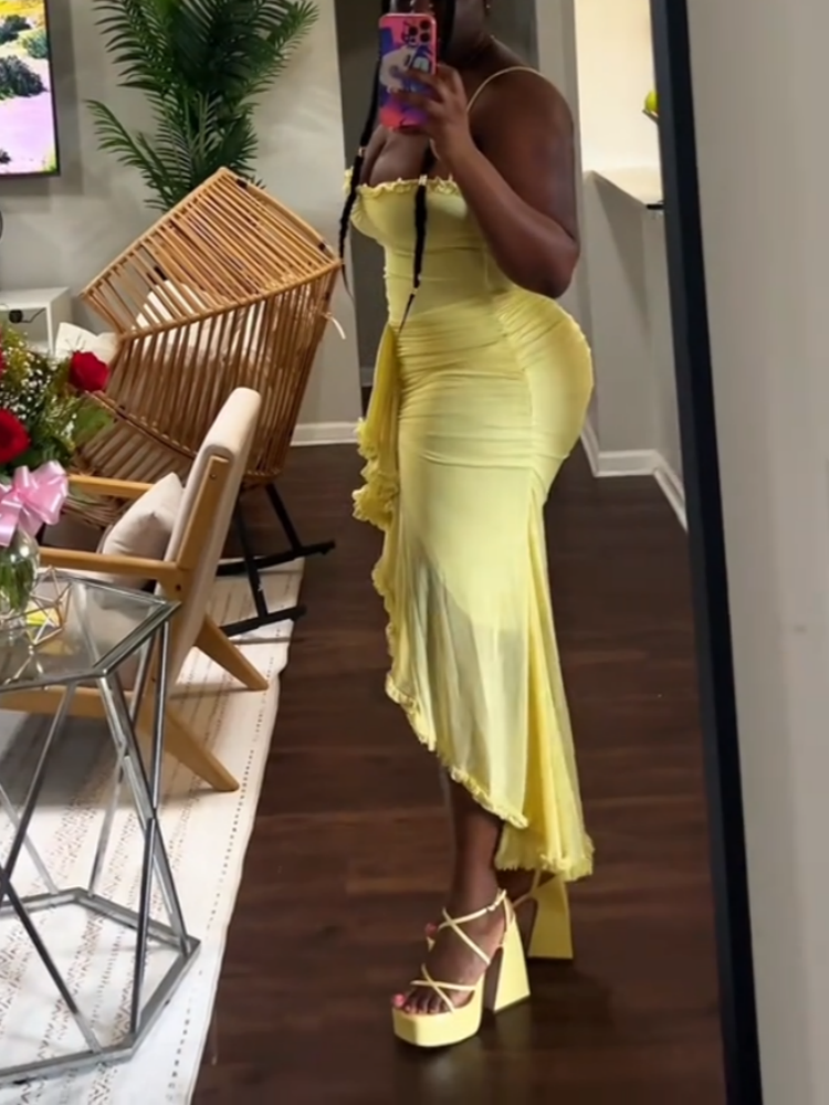 Yellow Strapless Dress