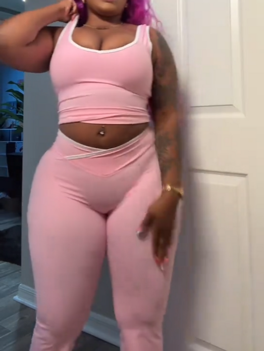 Pink Sleeveless Two Pieces Set