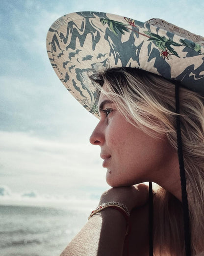 Sun Hat With Tropical Or Beach Scene Design