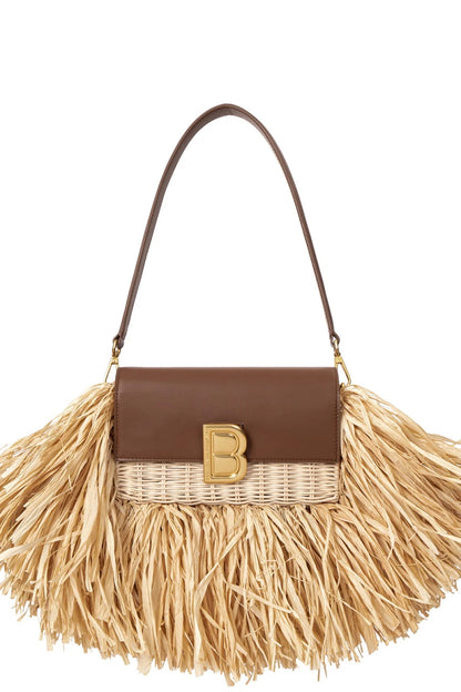 Beige Wicker And Straw Bag