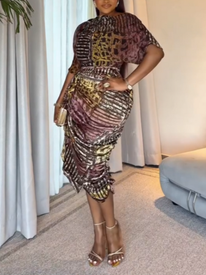 Colorful Abstract Pattern Kaftan Midi Dress