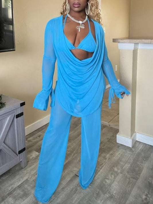 Mesh Sheer Three Pieces Set