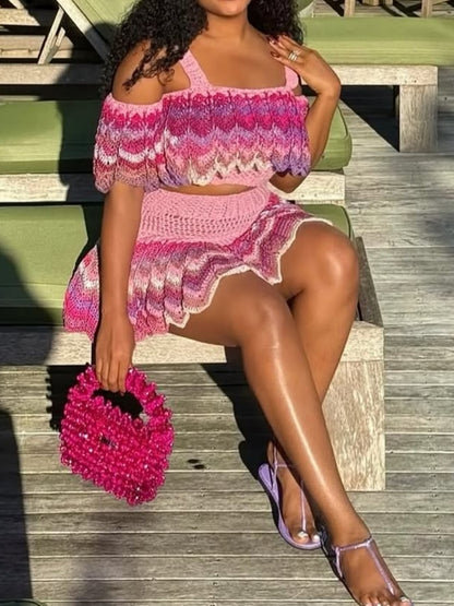 Ruffled Crop Top And Wide-Leg Maxi Pants Two-Piece Set
