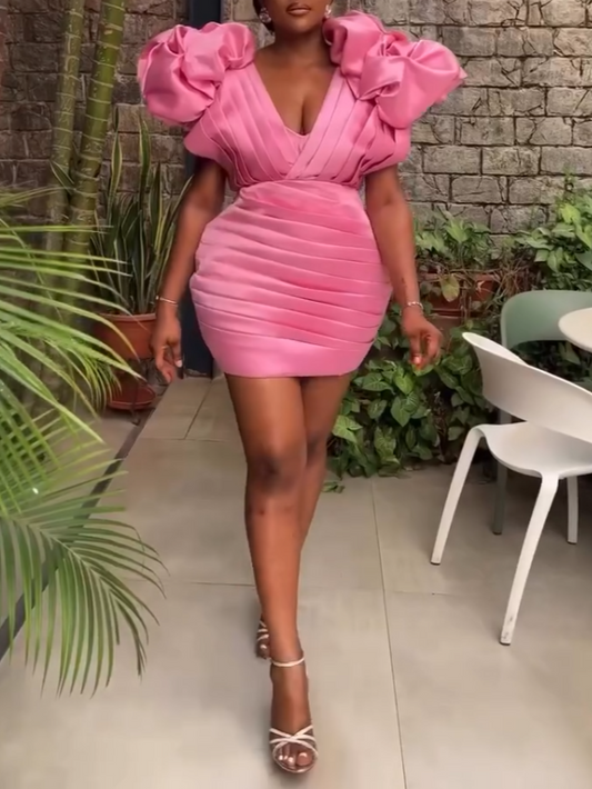 Pink Structured Mini Dress