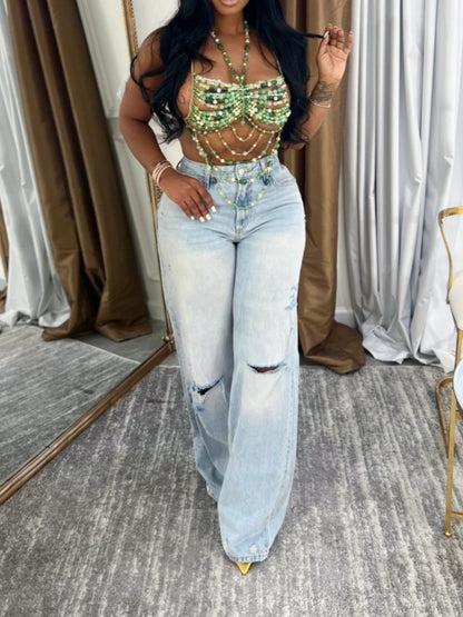 Bright Jewele Beaded Crop Top