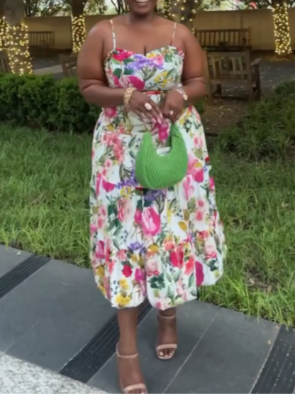 Floral Sleeveless Midi Dress