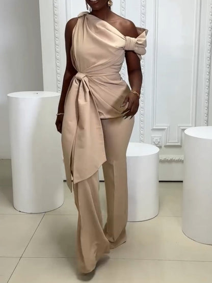One-Shoulder Draped Suit
