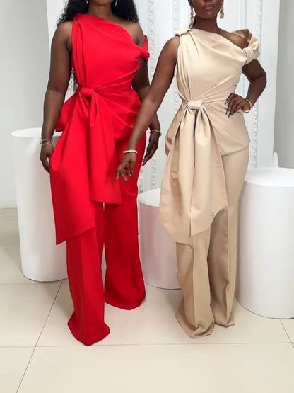 One-Shoulder Draped Suit