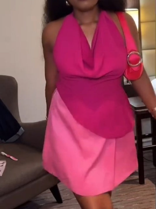 Hot Pink Halter-Neck Dress
