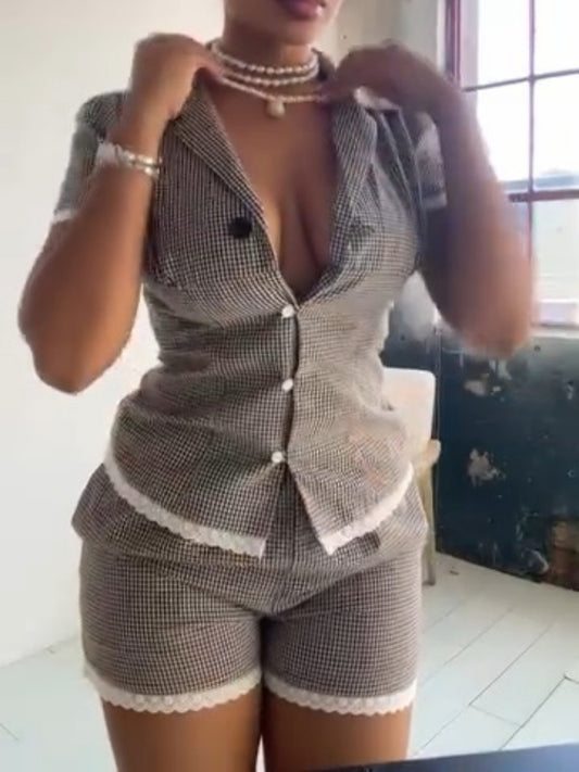 Black And White Gingham Short Suit