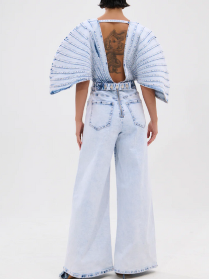 Denim Deep V Jumpsuit