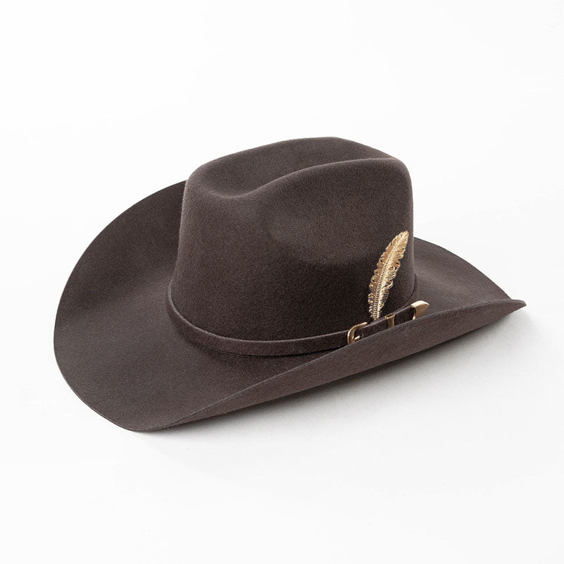 Fashion Metal Leaf Decoration Wool Felt Hat