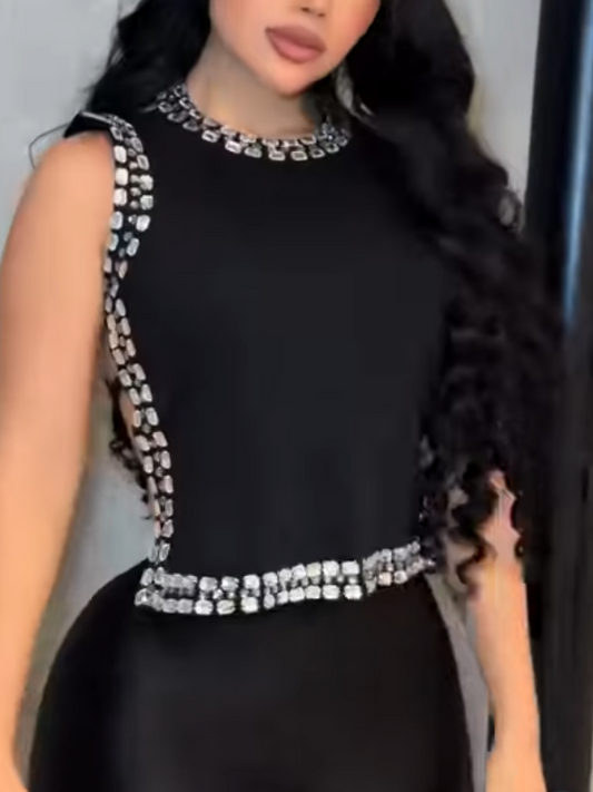 Open-Back Tether Diamond-Trimmed Top
