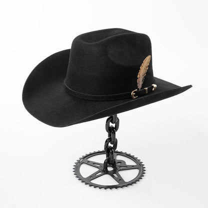 Fashion Metal Leaf Decoration Wool Felt Hat