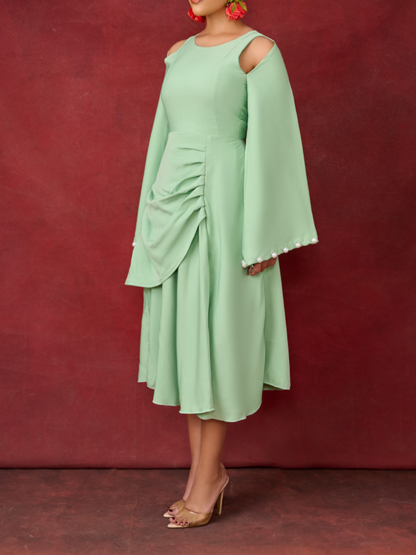 Solid Color Pleated Dress