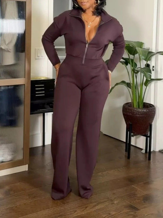 Casual Zipper Jumpsuit