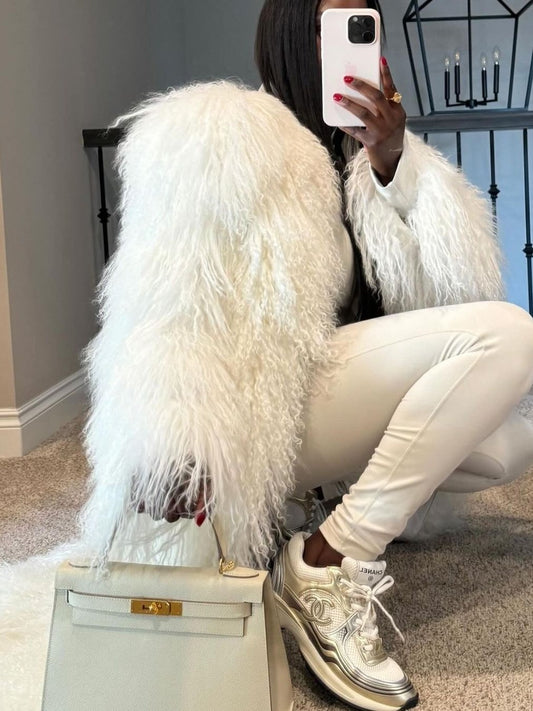 White Flocculent Fur Coat
