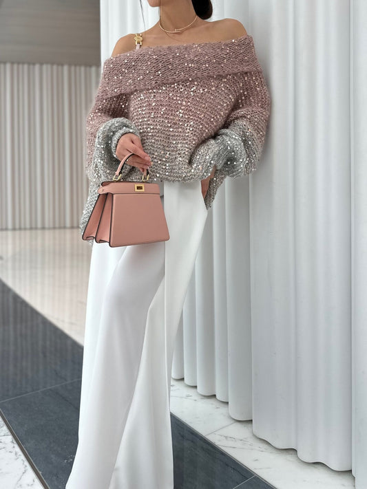 Handmade Shoulder-Flashing Sweater
