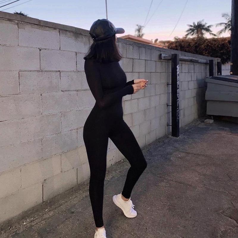 Long-Sleeve Slim-Fit Tight High-Waist Hip-Lifting Sports Jumpsuit