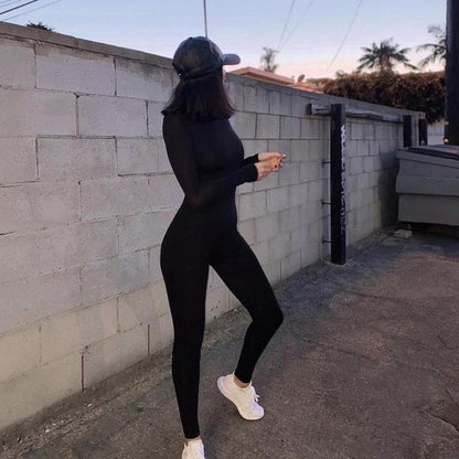 Long-Sleeve Slim-Fit Tight High-Waist Hip-Lifting Sports Jumpsuit