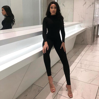 Long-Sleeve Slim-Fit Tight High-Waist Hip-Lifting Sports Jumpsuit