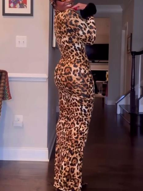 Leopard-Print Tight Dress