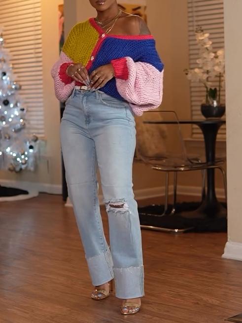 Colorful Button Sweater