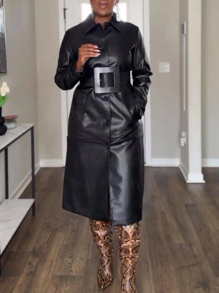 Belt Leather Coat