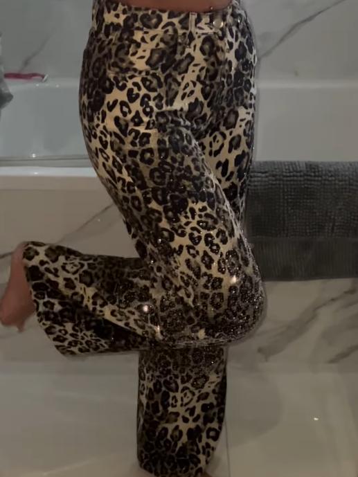 Leopard-Print Glitter Pants