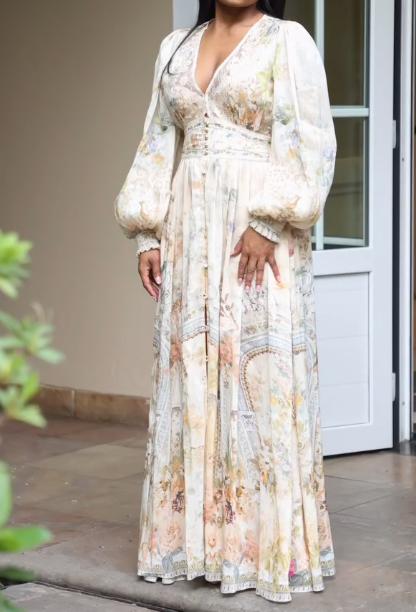 Demure Floral Maxi Dress