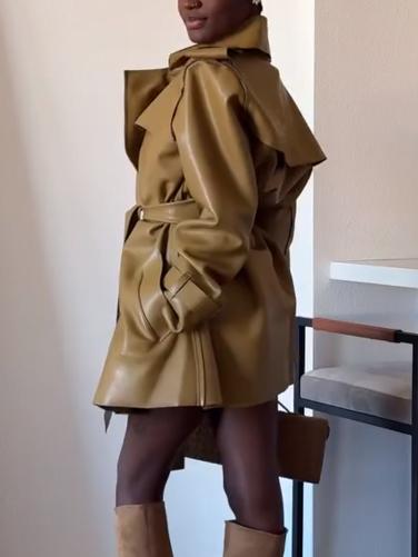 Yellow Green Leather Coat