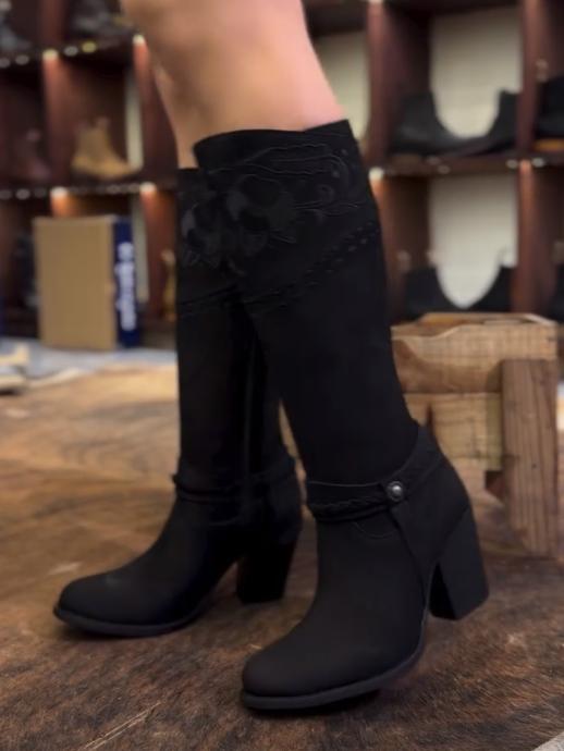 Black High Cowboy Boots